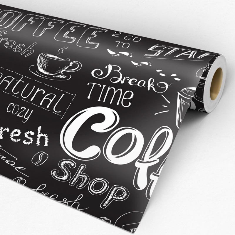 Papel de Parede Adesivos Modelo Café preto Love 5 METROS x 45CM Adesivo Autocolante para Sala, Quarto