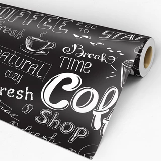 Papel de Parede Adesivos Modelo Café preto Love 5 METROS x 45CM Adesivo Autocolante para Sala, Quarto