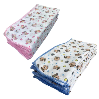 Kit 3 Fralda De Pano Estampa Turma da Mônica e Cebolinha 70x70cm Com Croche em Oferta na Shopee