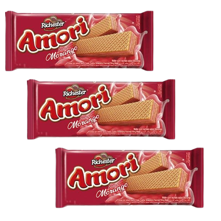 Biscoito Wafer Richester sabores kit com 3 unidades 80g | Shopee Brasil