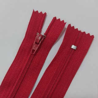 Zíper Nylon Comum 18cm Vermelho - 10 Unidades