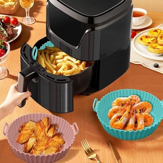 Air Fryer Silicone Reutilizável Resistente ao Calor Livre de BPA Forma Redonda de Silicone Assadeira Air Fryer Acessórios Forros de Papel Substituição para Forno Micro-Ondas (Cores sortidas)