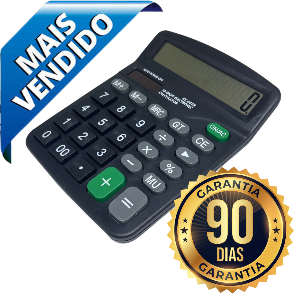 Calculadora Eletrônica Digital Com 12 Dígitos Preto Teclas Grandes Envio Imediato