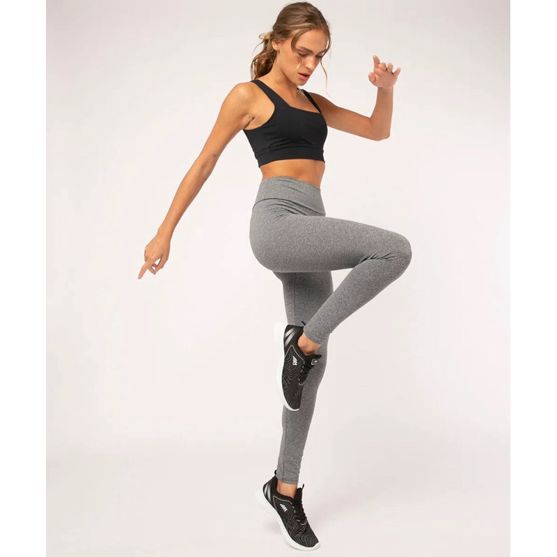 Calça Legging Flare Bailarina Cós Cintura Alto Cinza Mescla no Shoptime