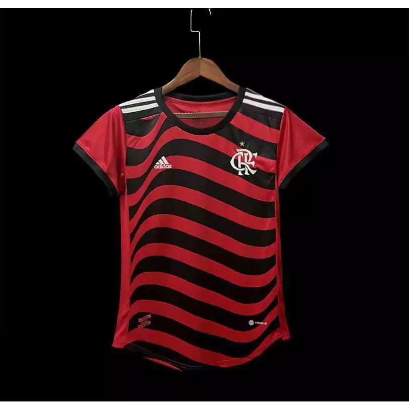 BLACK FRIDAY Camisa Flamengo Vermelha Feminina Tradicional Brasileirão 2022/23