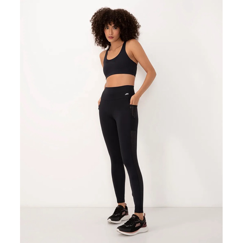 Calça Legging Cintura Média com Recorte Lateral