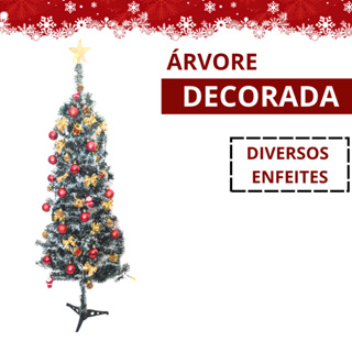 Arvore Natal Grande Decorada Completa 120cm Pisca Led Luxo