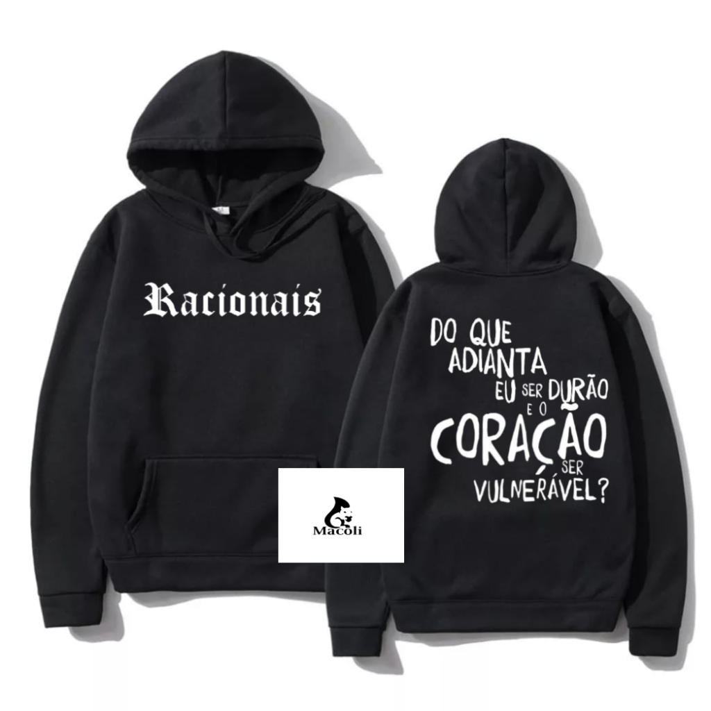 Moletom Canguru Racionais Mc's Coração Vulnerável Rap Nacional Blusa Capuz e Bolso Unissex