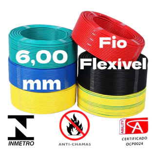 Rolo De Fio Cabo Elétrico 6mm 50m Flexível Azul Anti-chamas