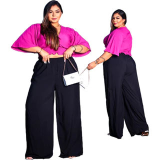 Calça Pantalona Feminina Plus Size com Forro