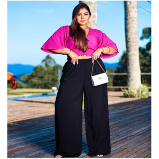 Calça Pantalona Feminina Plus Size com Forro