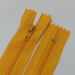 Zíper Nylon Comum 15cm Amarelo Ouro - 10 Unidades
