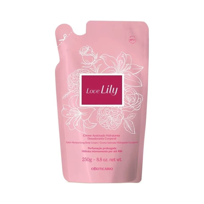 Refil Creme Acetinado Desodorante Hidratante Corporal Love Lily 250g ...