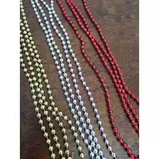 Corrente Bolinha Cordão de Bolas Enfeite Natal Decoração Natalina Vermelha Prata Dourada