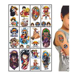 Kit 12 Cartelas Tatuagens Temporárias One Piece Infantil Menino e Menina