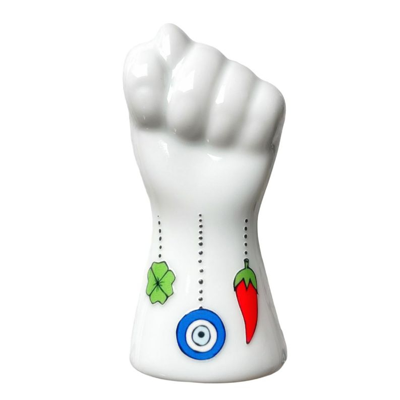 Figa de Porcelana Olho Grego Amuleto Fé Proteção Sorte