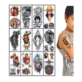 Kit 12 Cartelas Tatuagens Temporárias One Piece Anime Infantil Menino e Menina