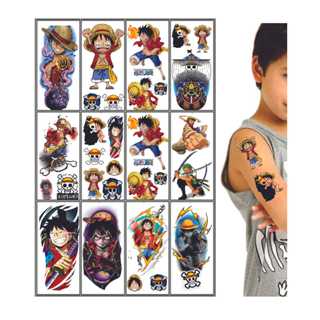 Kit 12 Cartelas Tatuagens Temporárias One Piece Anime Infantil Para Menino e Menina