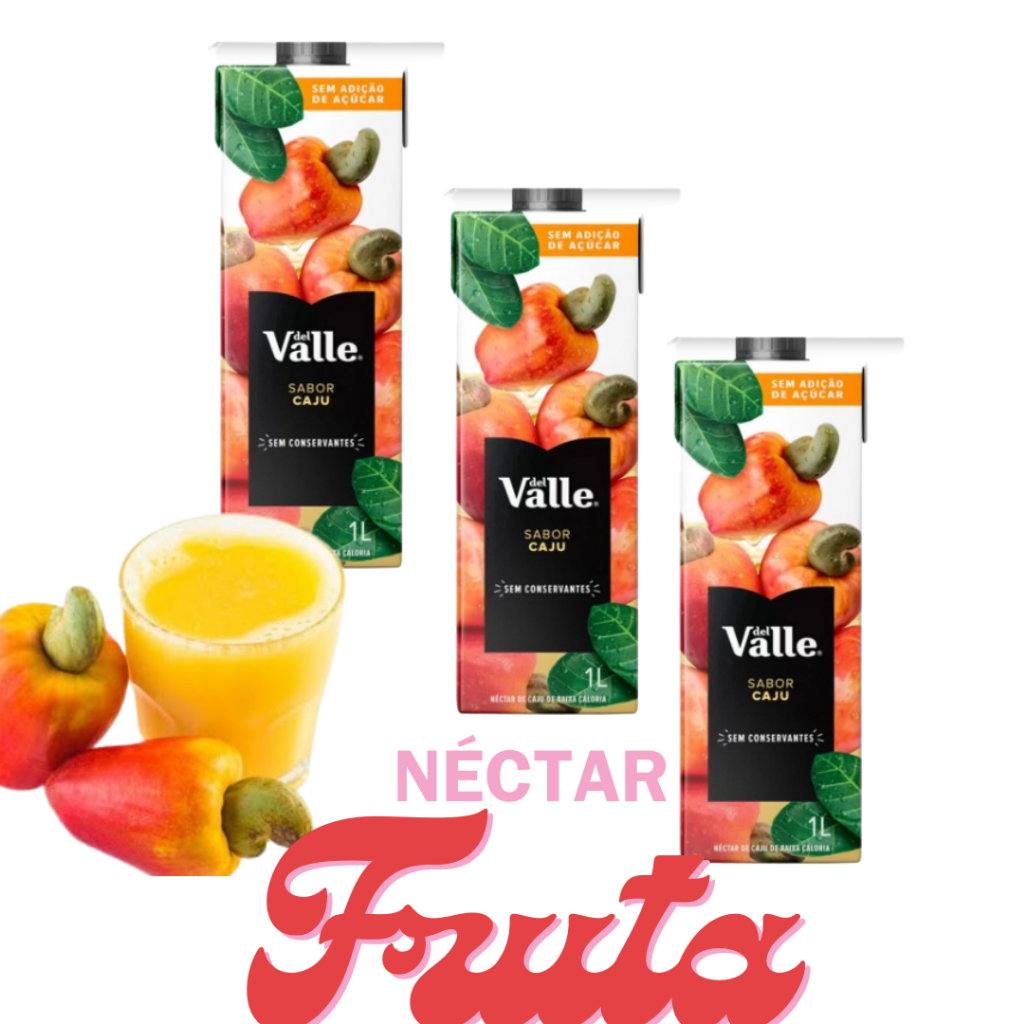 SUCO DEL VALLE NÉCTAR DE CAJÚ SEM AÇÚCAR CAIXA 1 LITRO - KIT 03UNIDADES