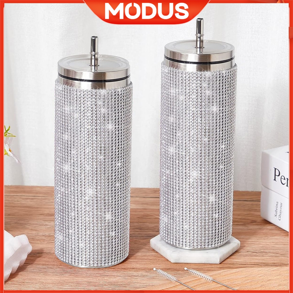 600ml Garrafa Térmica De Água Bling Rhinestone Chávenas De Palha Para Presente De Feminino