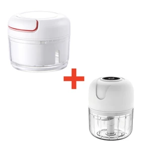【Opção】Mini Processador Elétrico Moedor+Mini Triturador Processador Manual De Temperos Alho Cebola