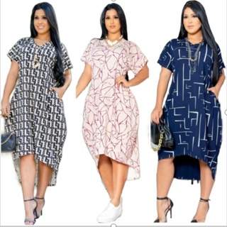 Vestido Mullet Estampado Com Bolso Tam. G e G2 Plus Size
