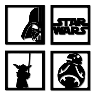 Quadros Star Wars Recorte Mdf 3mm Vazado Preto 20x20cm Preto