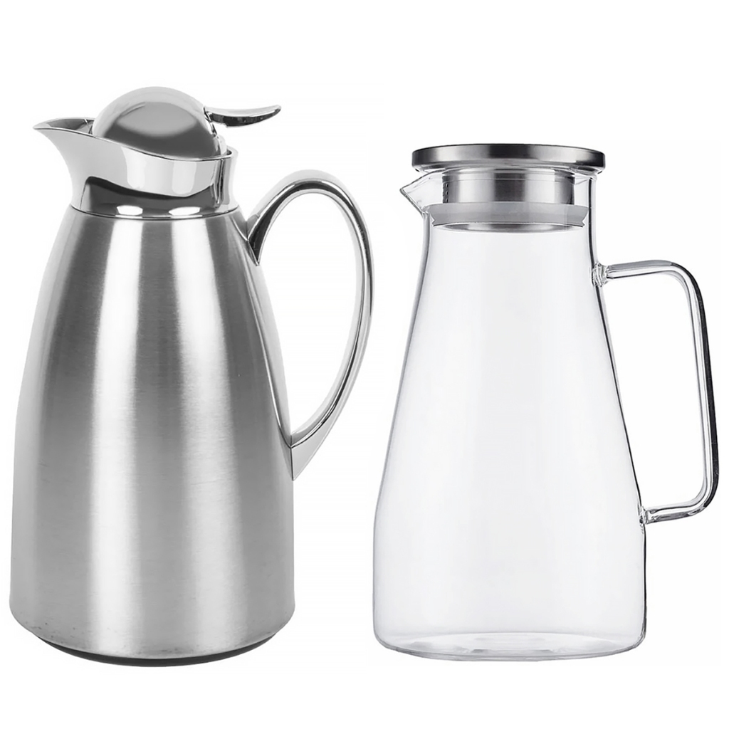 Kit Jarra De Vidro Tampa Inox 1,5L E Garrafa Térmica Inox 1L | Shopee ...