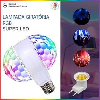 Lâmpada Giratória Led Globo de Luz Acompanha Adaptador Soquete E27 Super Led RGB Discoteca | Festa | Ano Novo | Natal | Quarto RGB | Lâmpada Musica | Bola Maluca l