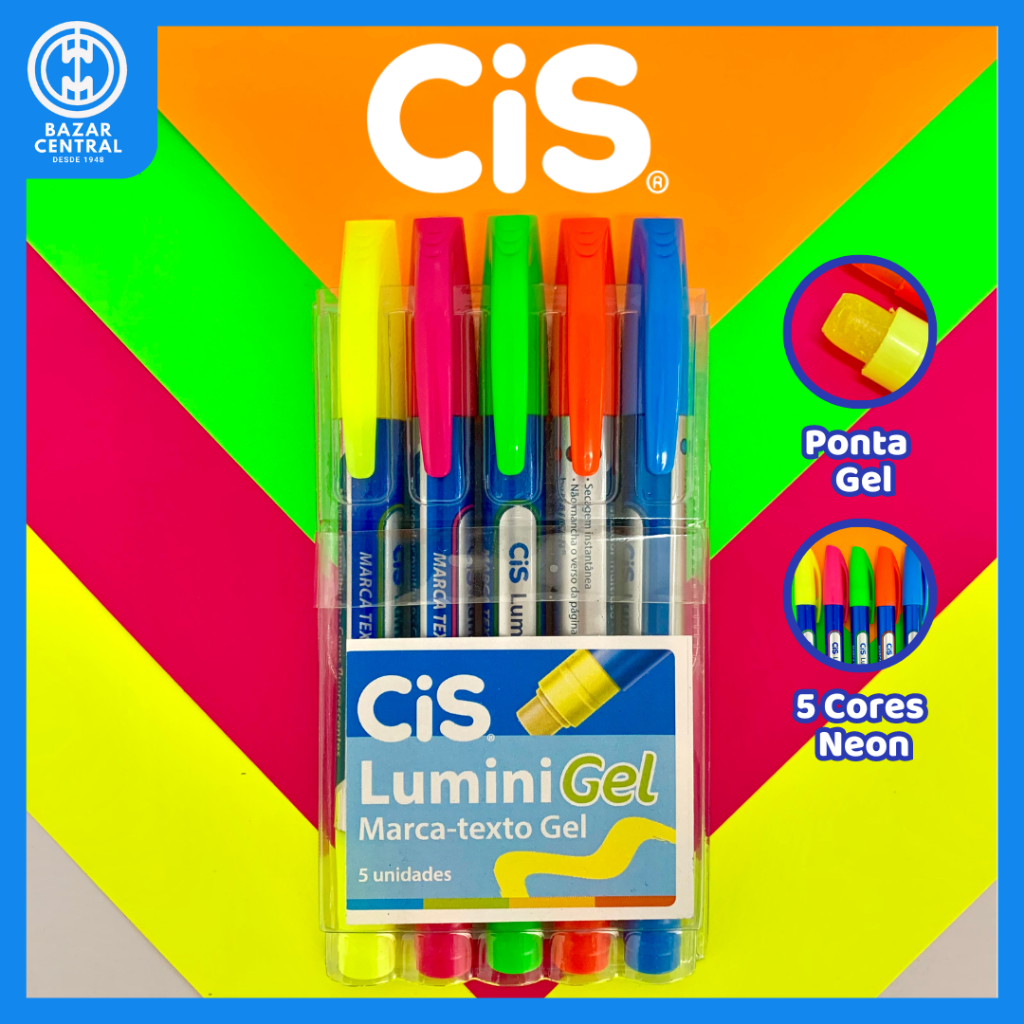 Kit Marca Texto Lumini Gel Neon Cis Retr Til Com Cores Fluorescente Shopee Brasil