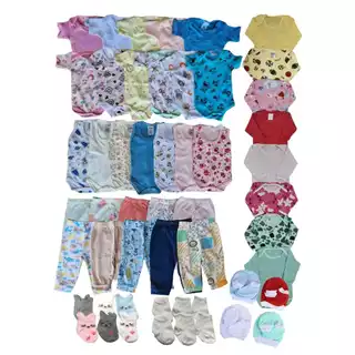 Kit 20 peças enxoval completo bebê menino e menina Algodão