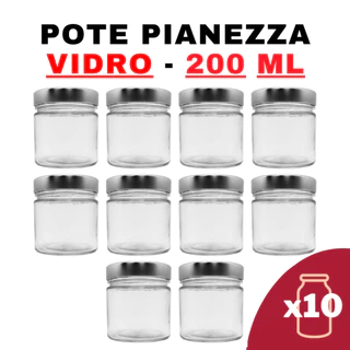 Kit Potes de Vidro Pianezza C/Tampa Prata 200 ml - Potes de armazenamento - herméticos - vidro - plástico - alimentos - tampa - organizadores - empilháveis - cozinha - transparentes - multiuso - conservas - mantimentos - temperos - sobras de comida