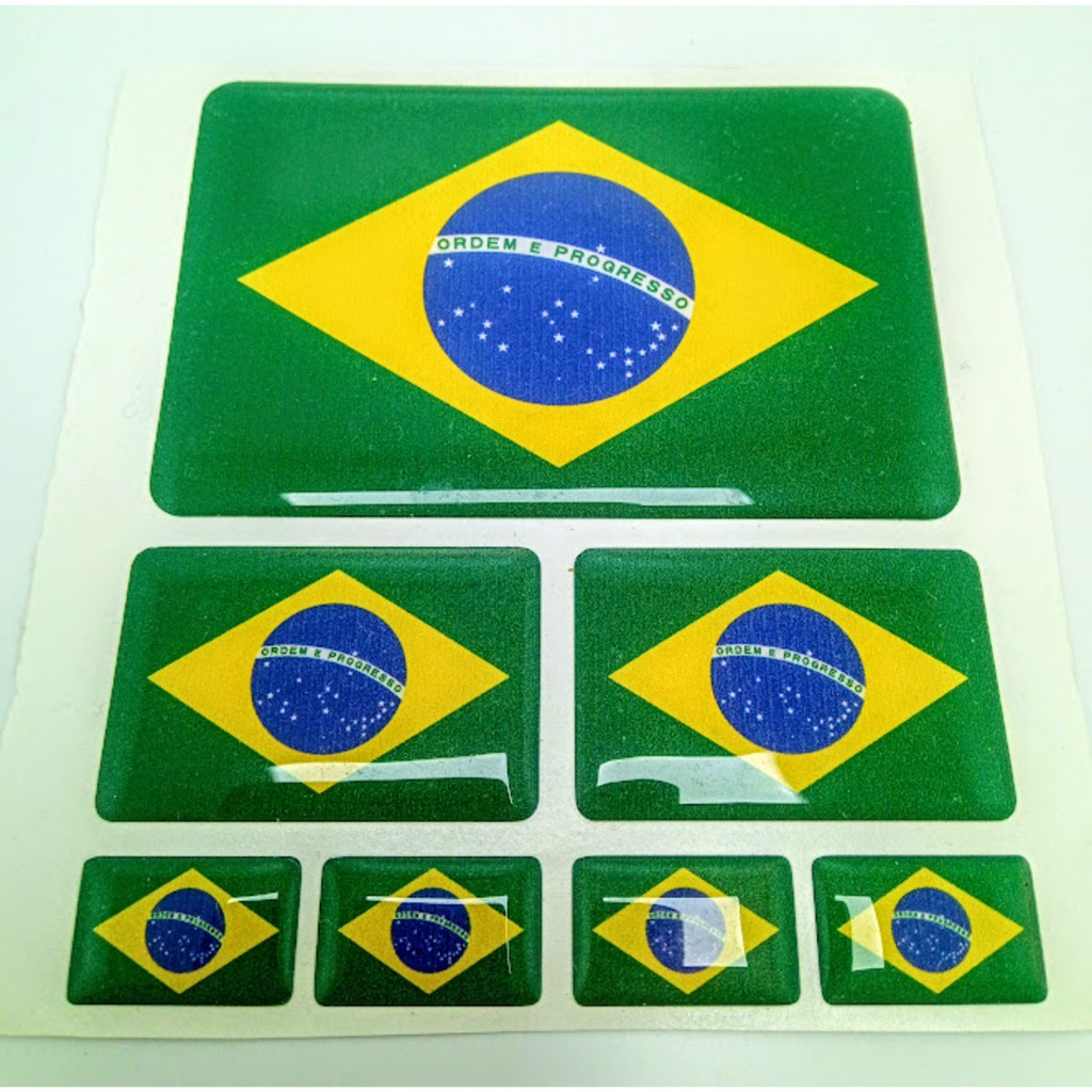 Adesivo Resinado Bandeira Do Brasil Kit C/ 7 Unidades. | Shopee Brasil