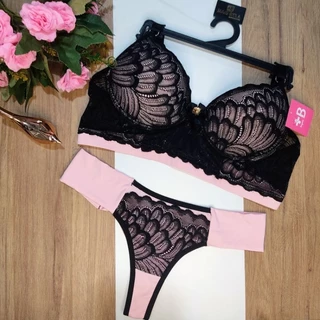 Kit 5 Unidades Conjunto Lingerie Rendado Com Calcinha Fio Cintura - Moda Íntima