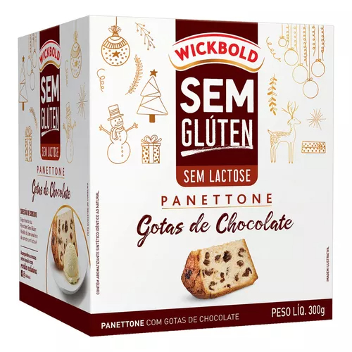 Panettone Com Gotas De Chocolate Sem Glúten Zero Lactose Wickbold Caixa 300g