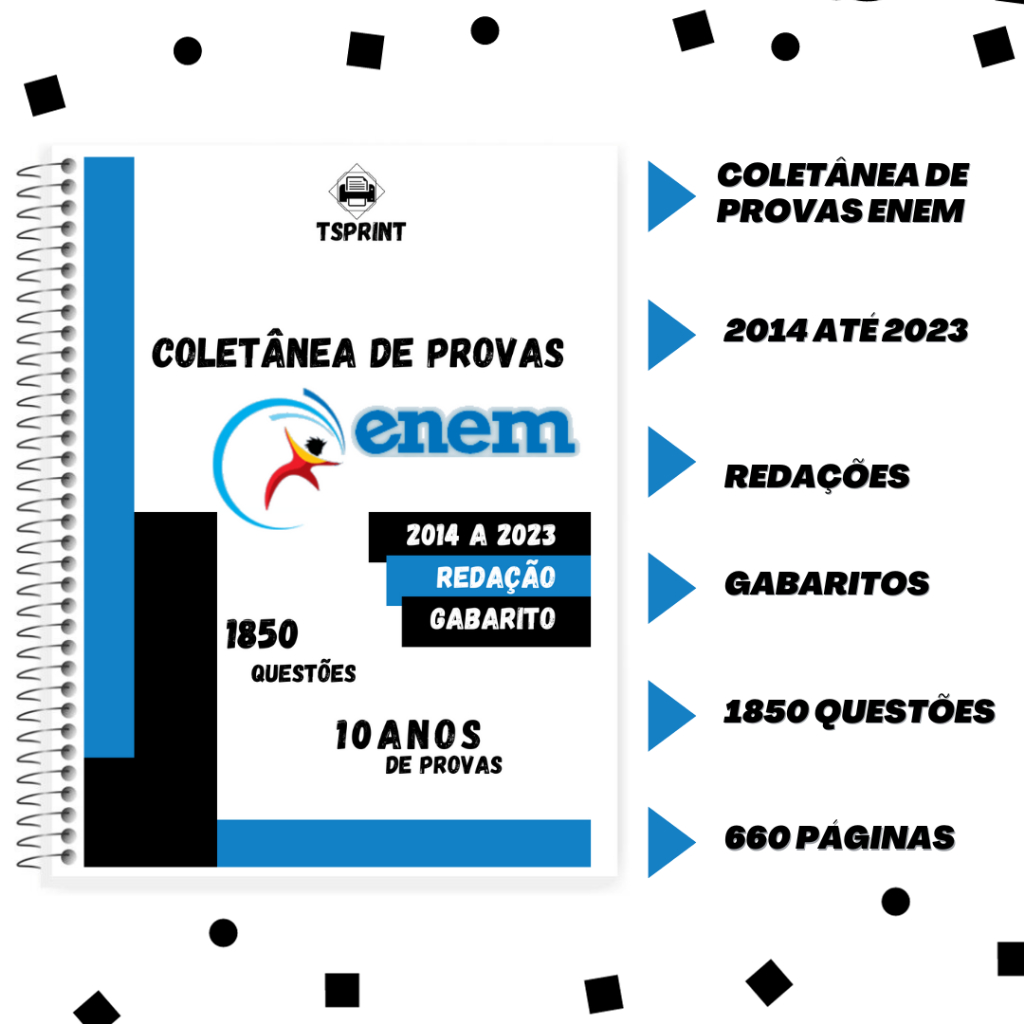 Apostila ENEM 2024 Com 10 ANOS De Provas + Gabaritos + Folhas De ...