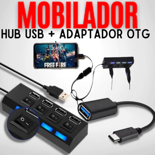 Hub Usb 2.0 Ultra Rápido Botão Liga e Desliga + Cabo Adaptador Otg Tipo c Micro Usb V8 Mobilador Celular em Oferta na Shopee
