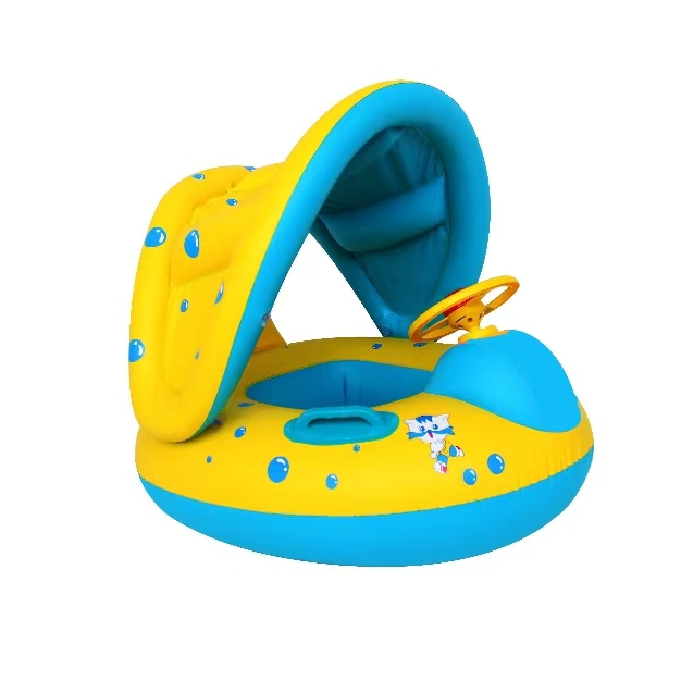 Boiá Barquinho infantil para natação flutuante Com Volante e Teto - Diversos Modelos