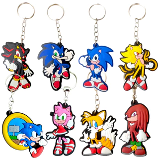 Chaveiros Emborrachados Geek Nerd Super Sonic Shadow Tails Amy Knuckles Azul Colecionável