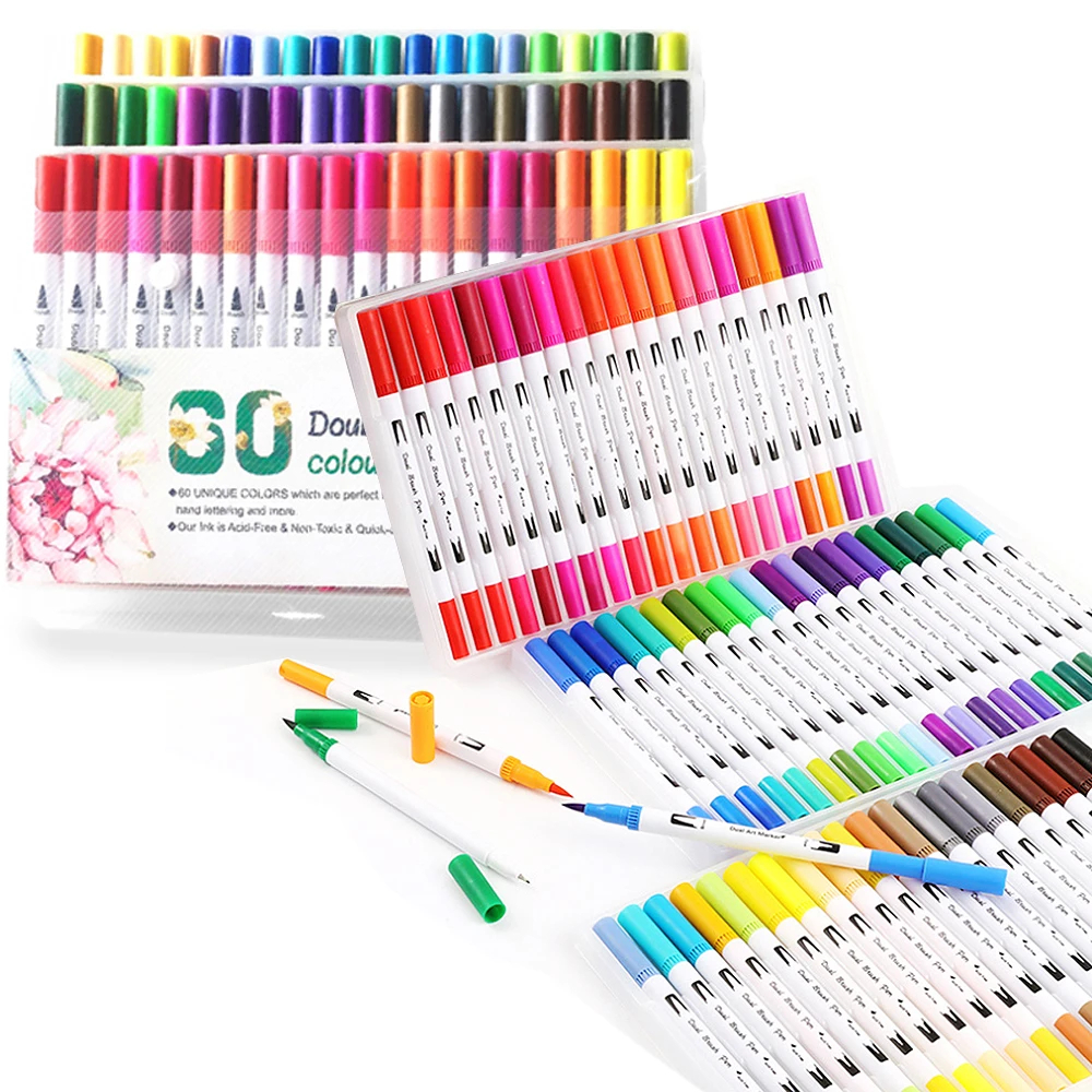 Kit Canetas Coloridas Para Canetas Marcadores Com Ponta Dupla Papelaria Escrit Rio