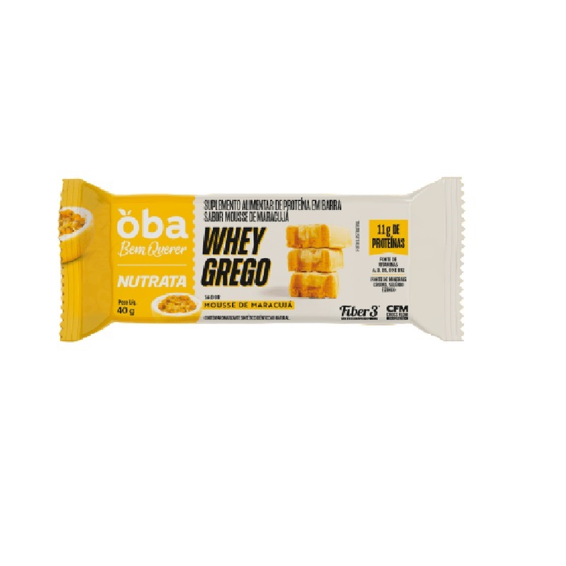 Barra Whey Grego Sabor Mousse De Maracujá Oba Bem Querer & Nutrata 40 G