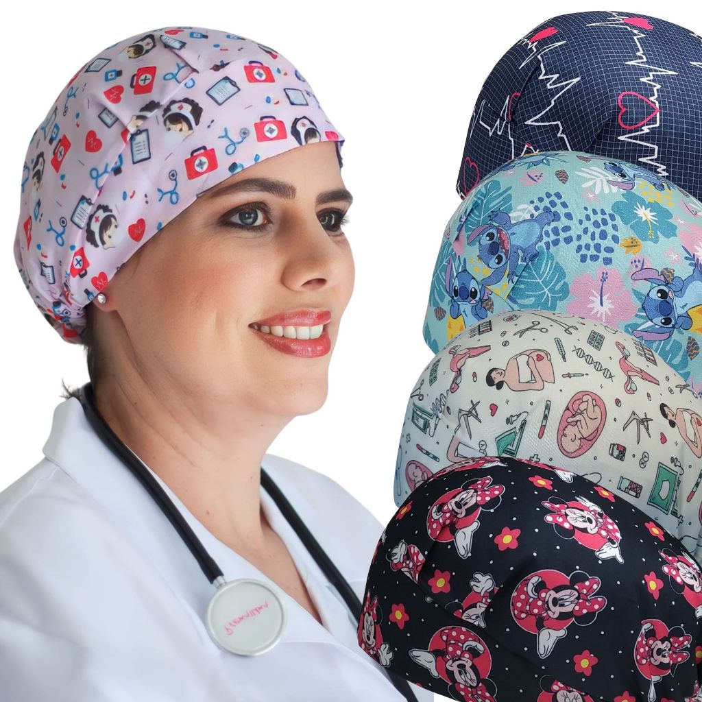 Touca Cirúrgica Enfermagem Odonto Doceira Personagens Elástico