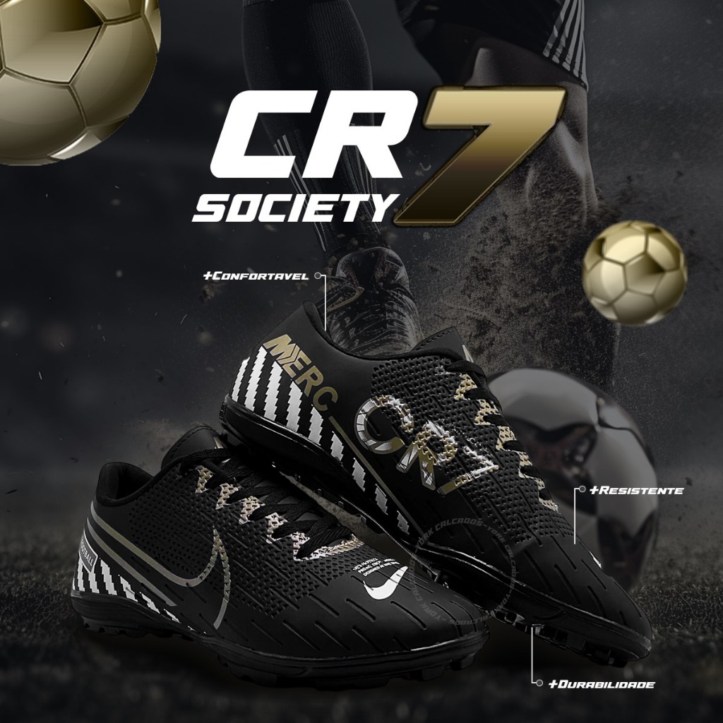 Chuteira Society Cr7 Infantil e Adulto Lançamento 2023