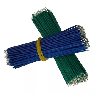 100 Peças Jumper Cabo Estanhado 8cm Protoboard Verde/azul