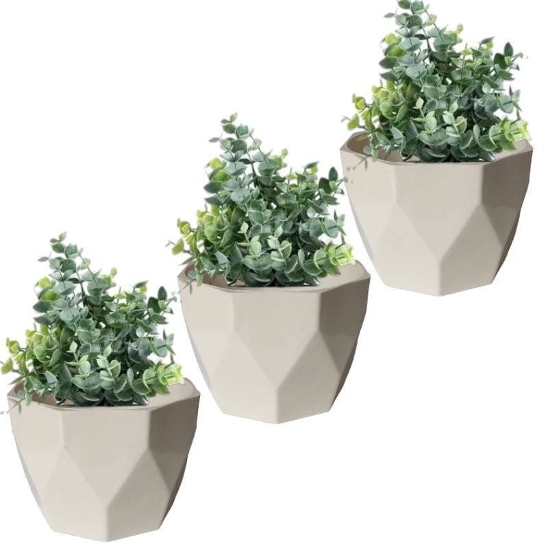 Kit 3 Vasos para Plantas Vasinhos Lindos Decorativos em Polietileno