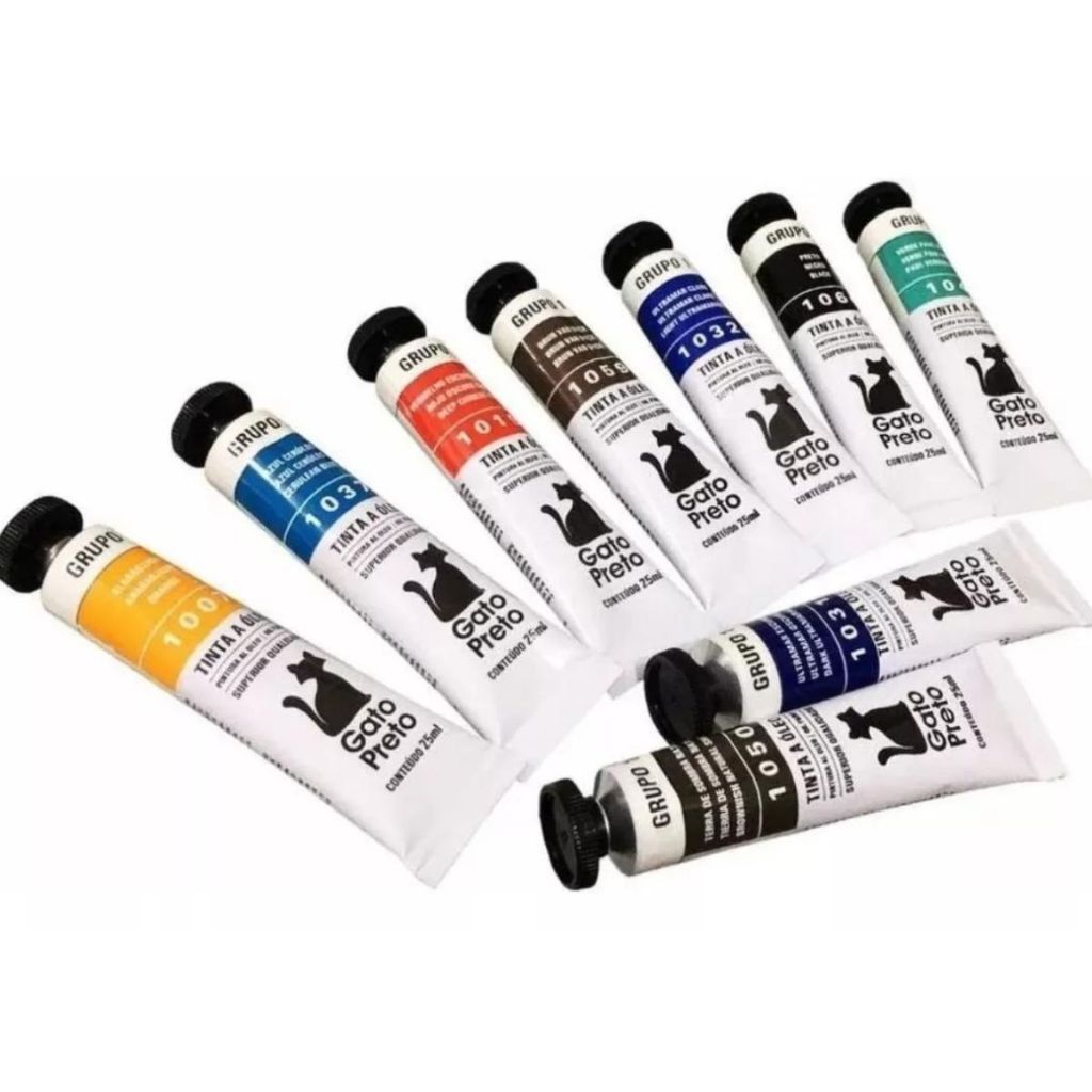Kit de Tinta a Óleo Gato Preto 20ml - Cores A Sua Escolha