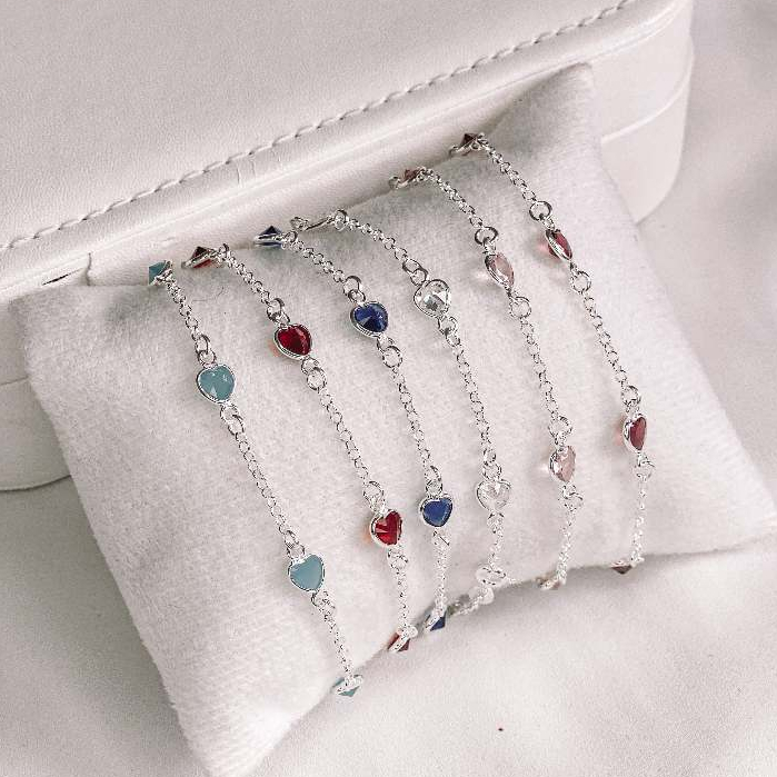 Pulseira Prata 925 Feminina Zircônias Coração