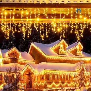 Cascata Natal 400 Lâmpadas Led Com 8 funções ou Fixo e 10 metros Fio Branco Pisca Pisca