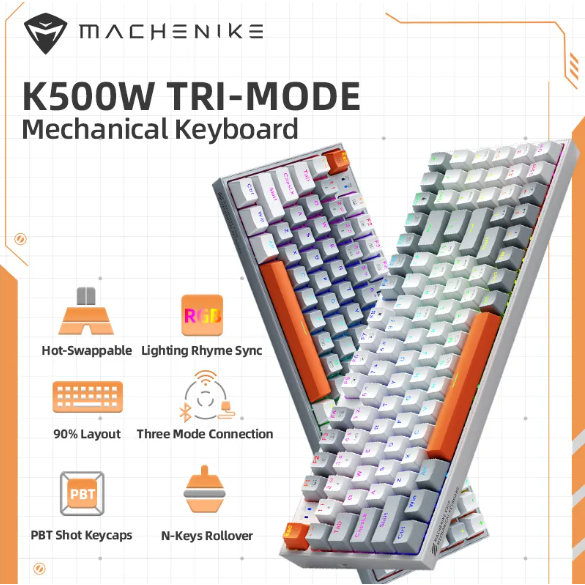 Teclado Mecânico Machenike K500w Tri mode