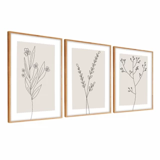 Conjunto Quadros Decorativos Moldura 50x70 cm Sala Quarto Minimalista Moderno Sala